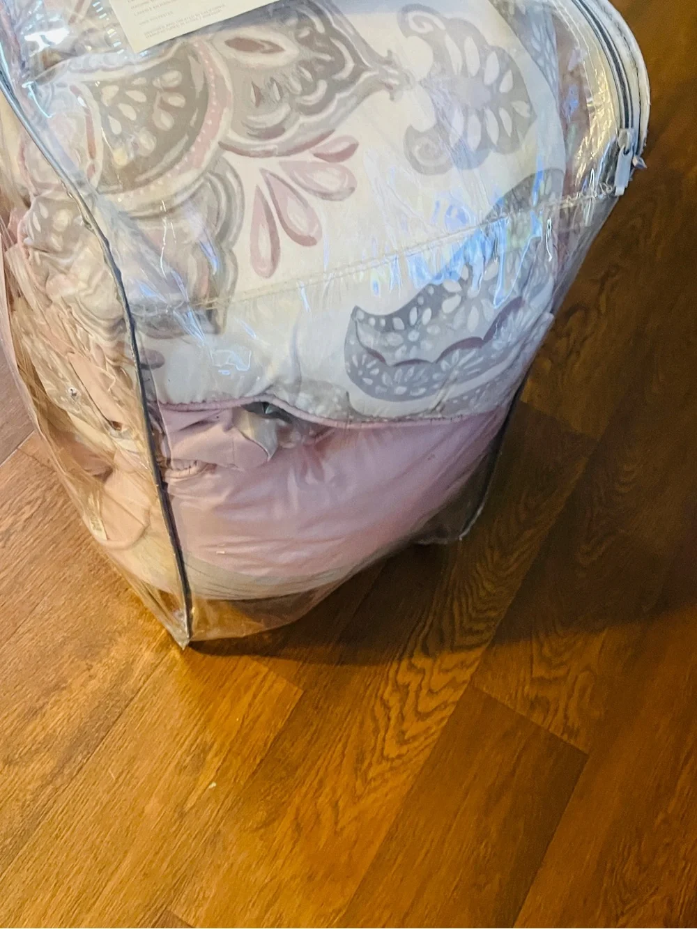 Light Pink and Gray Comforter Set - Soft Patterned Bedding